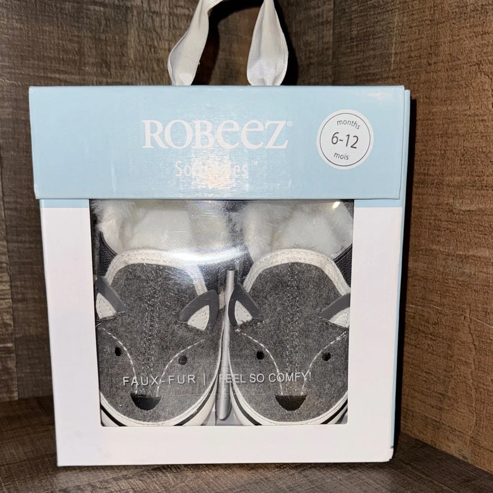 Robeez Gray‎ GOX FACE SHOES- NIB- size 6-12 mo